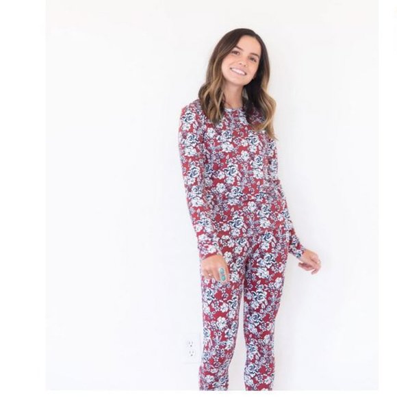 NEW! Cozys Floral Long Sleeve SET in DARK RUST / NAVY FLORAL (S) - Picture 3 of 7